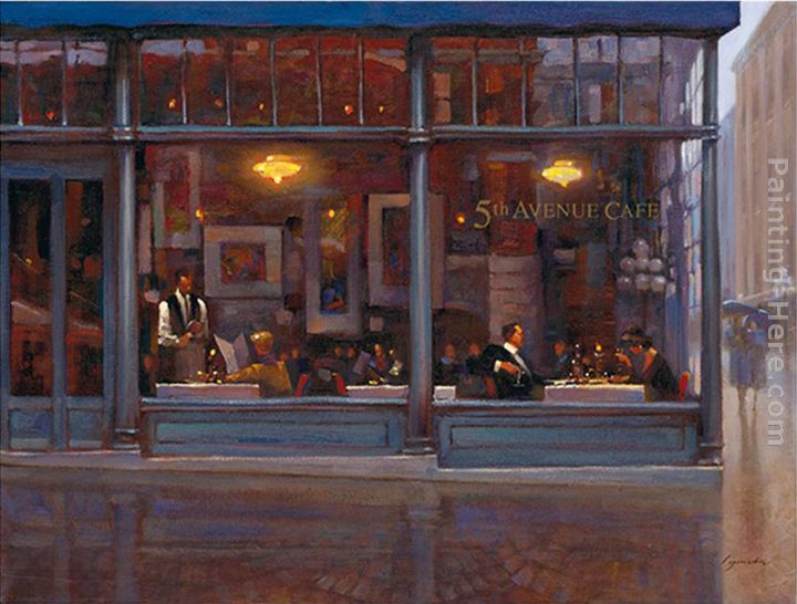 Fifth Avenue Cafe II painting - Brent Lynch Fifth Avenue Cafe II art painting